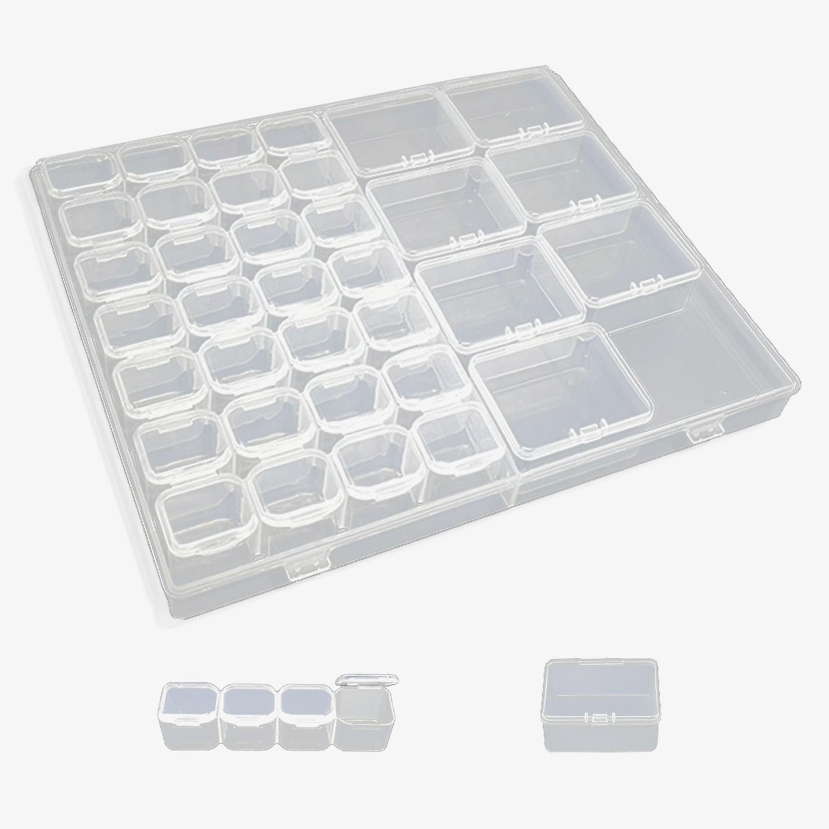 36 Grids Bead Storage Box, Diamond Art and Jewelry Organiser, Compartment Plastic Box for Beads, Art DIY, Crafts, Diamond Painting, Large and Small Grids