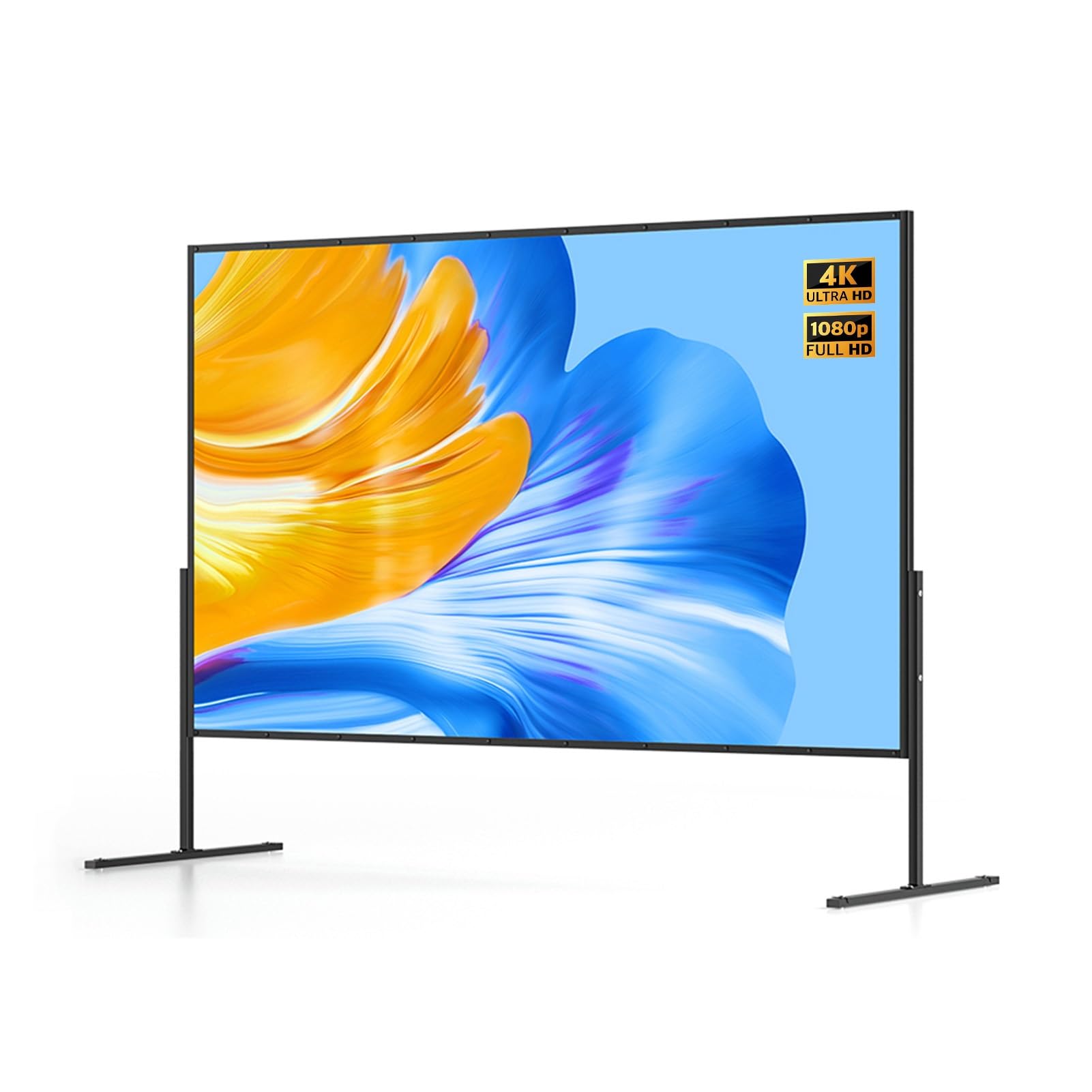 72 84 100 pollici Schermo per Proiettore All'aperto con Supporto, Montato a Parete, Telo Cinematografico 4K Ultra HD per Campeggio, Teatro(100 Inch)