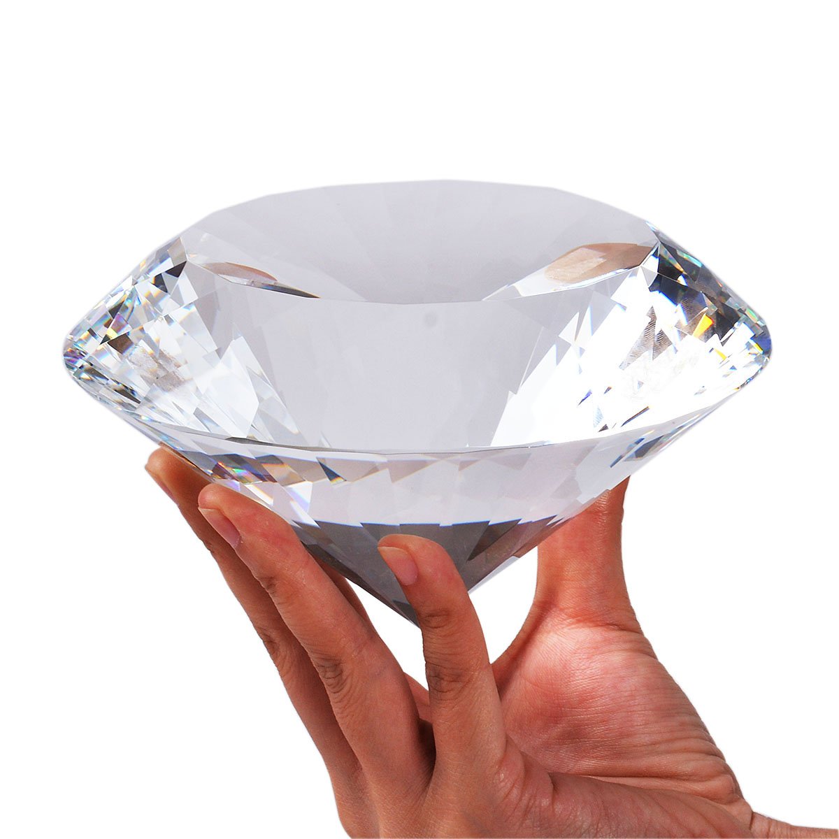 Kristalldiamant-Briefbeschwerer von Longwin, 150 mm breit, als Dekoration für zu Hause oder für Veranstaltungsorte, in einheitlicher Farbe., farblos