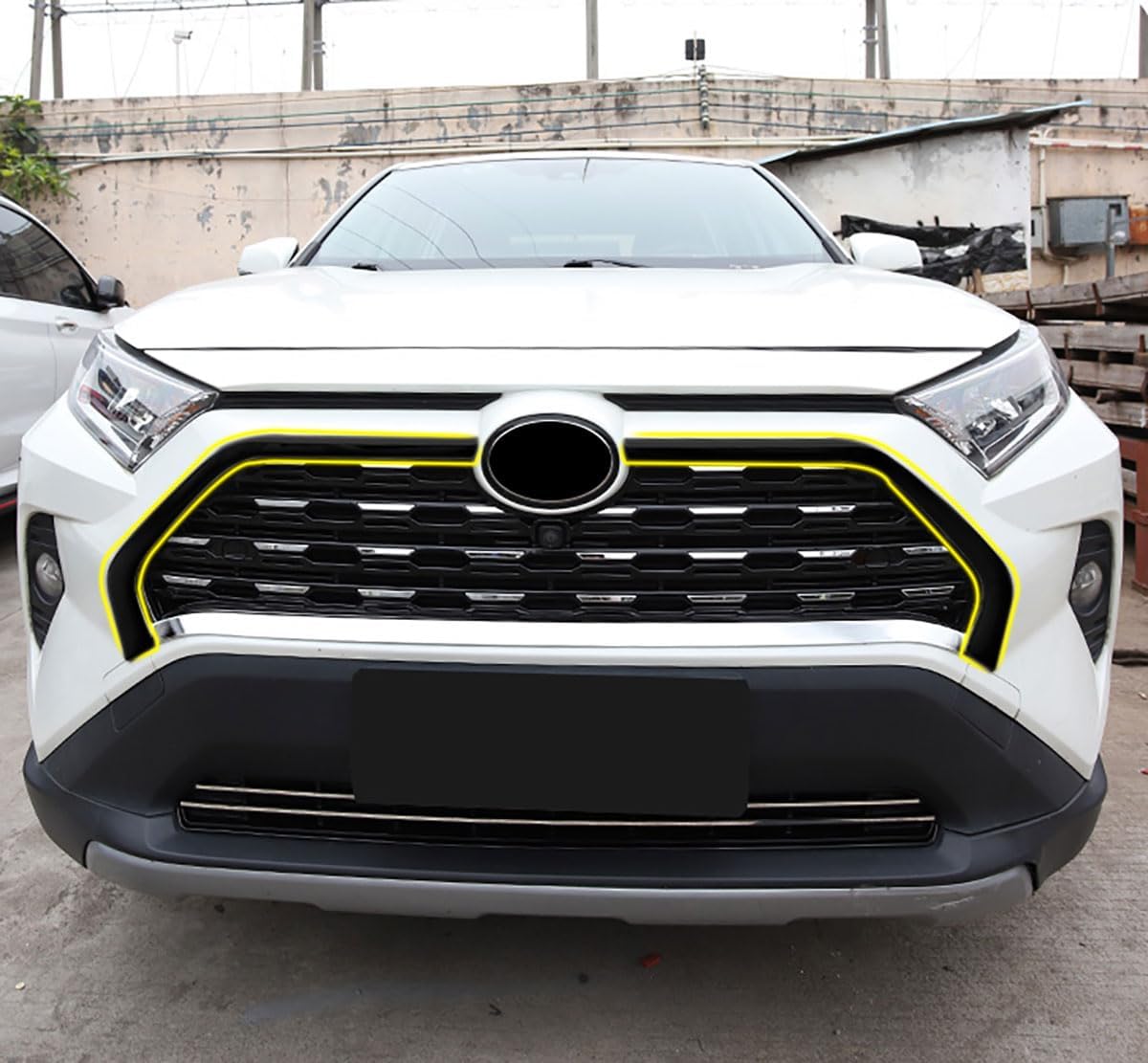 Front Grille Stripe Cover Compatible With Toyota RAV4 2025 2024 2023 2022-2019 Front Bumper Grille Strip Frame Trim Exterior Car Accessories 2PCS(Glossy Black Style) Not For Adventure