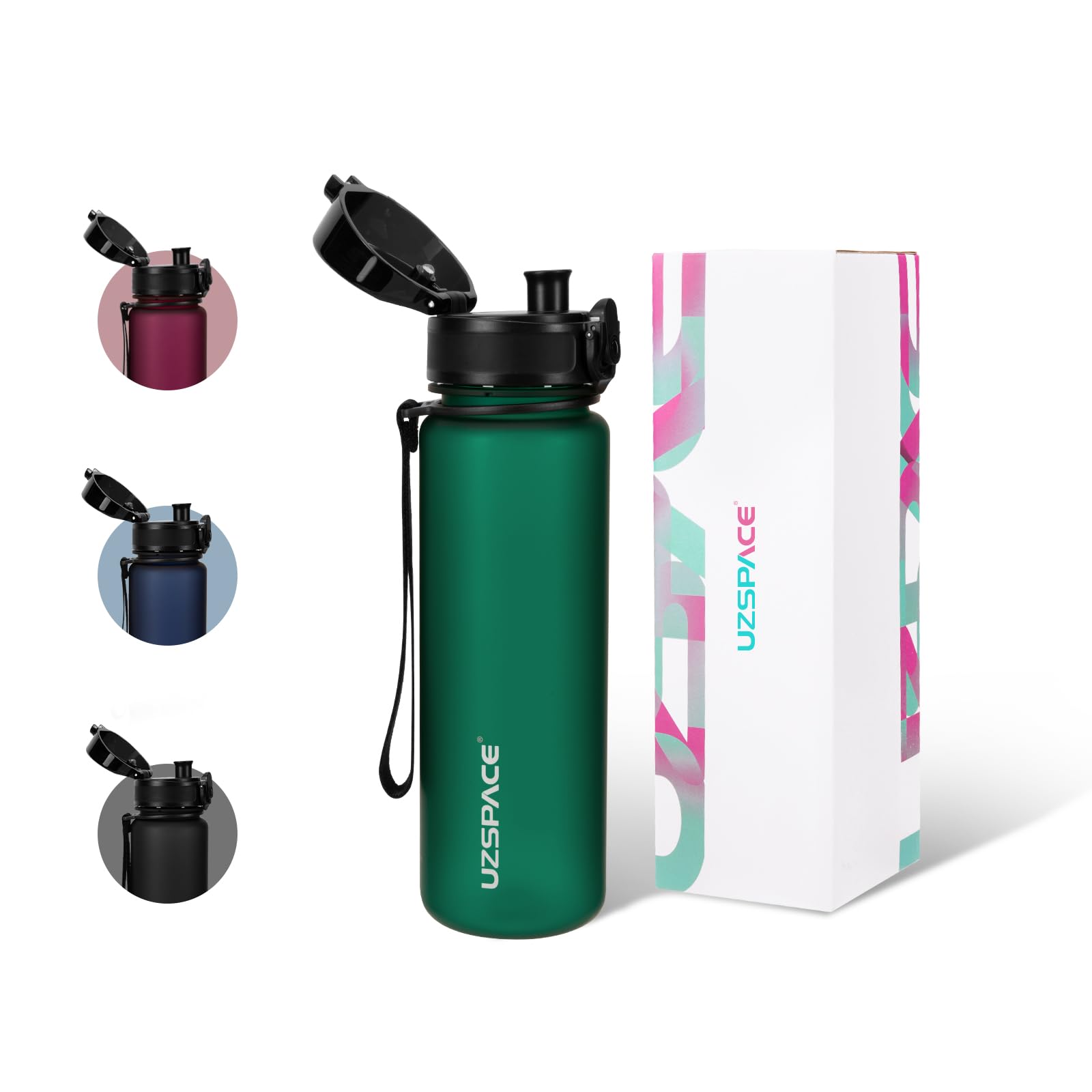 UZSPACE Botella Agua Deportiva,500ml/800ml/1000ml/1.5l, Tritan Botella Agua Sin BPA. Evitar Fugas de Agua y Ideal para el Ejercicio y los Deportes al Aire Libre — view 27