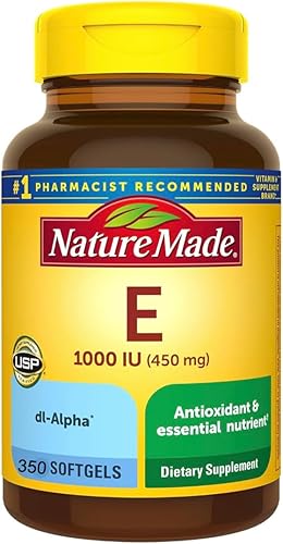 Nature Made Vitamina E 180 mg (400 UI) dl-alfa, suplemento dietético para soporte antioxidante, 350 cápsulas blandas, suministro de 350 días+
