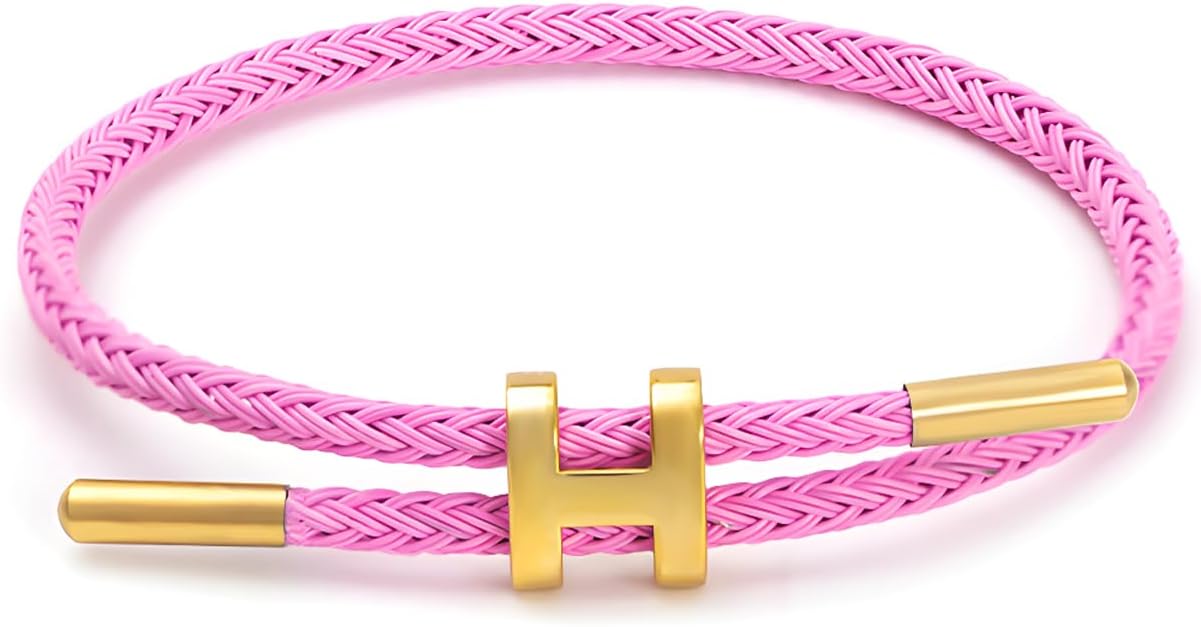 ARDILLA JW Bracelet with Adjustable Design Polished H Shape Buckle, Bracelets for Women, 18k Gold-plated Buckle Design Titanium Steel Wire Rope Women's Gift Jewelry