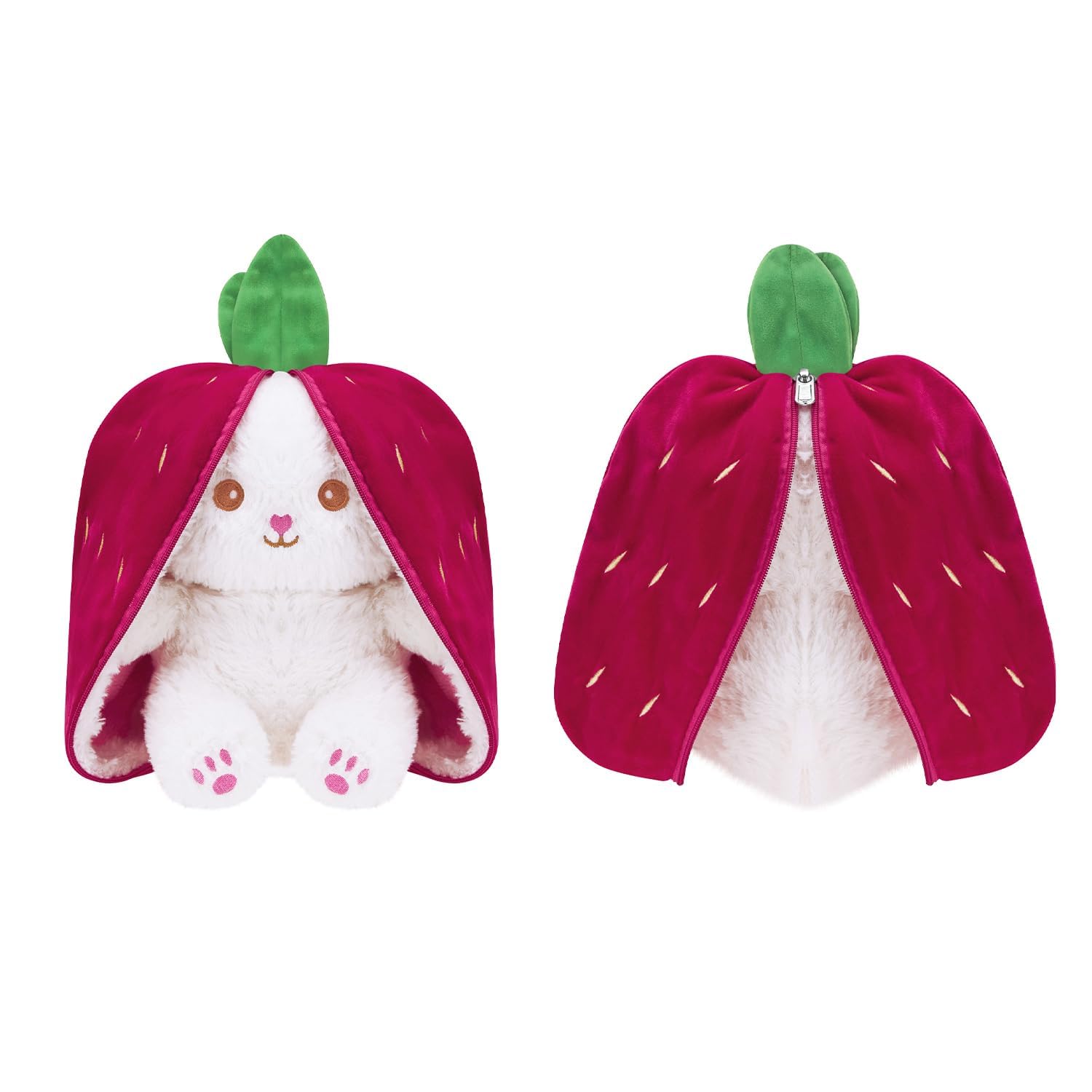 HUG 'n' FEEL SOFT TOYS Strawberry Rabbit 30cm Soft Toy Plush Toy | Big Stuffed Animal | Ultra Soft, Huggable & Cuddly Gift for Kids, Girls, Boys | Perfect for Birthday, Valentine's Day 4