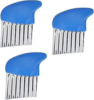 Sscon 3 cortadores ondulados de acero inoxidable para patatas y zanahorias, herramienta de cocina, color azul oscuro