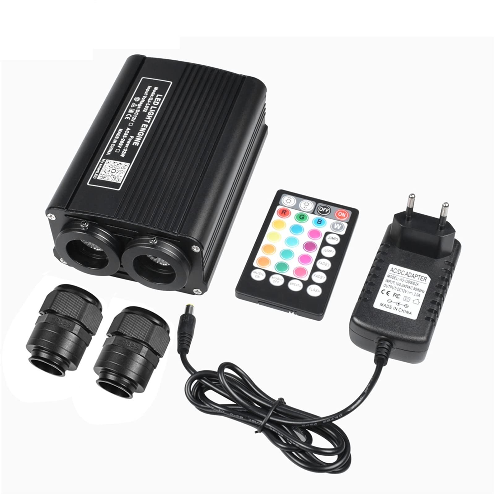 Starlight Headliner Kit, 32W Double Head RGBW LED Fiber Optic Engine Smart Bluetooth/Music/RF Remote Control Light Source for All Cable