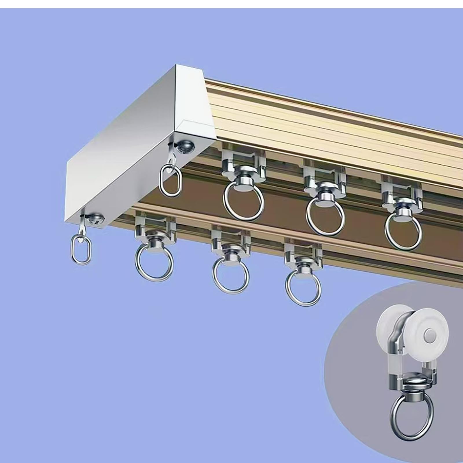 TIPIACE Heavy Conjoined Double Track Curtain Rail, Nano Silence (Champagne)