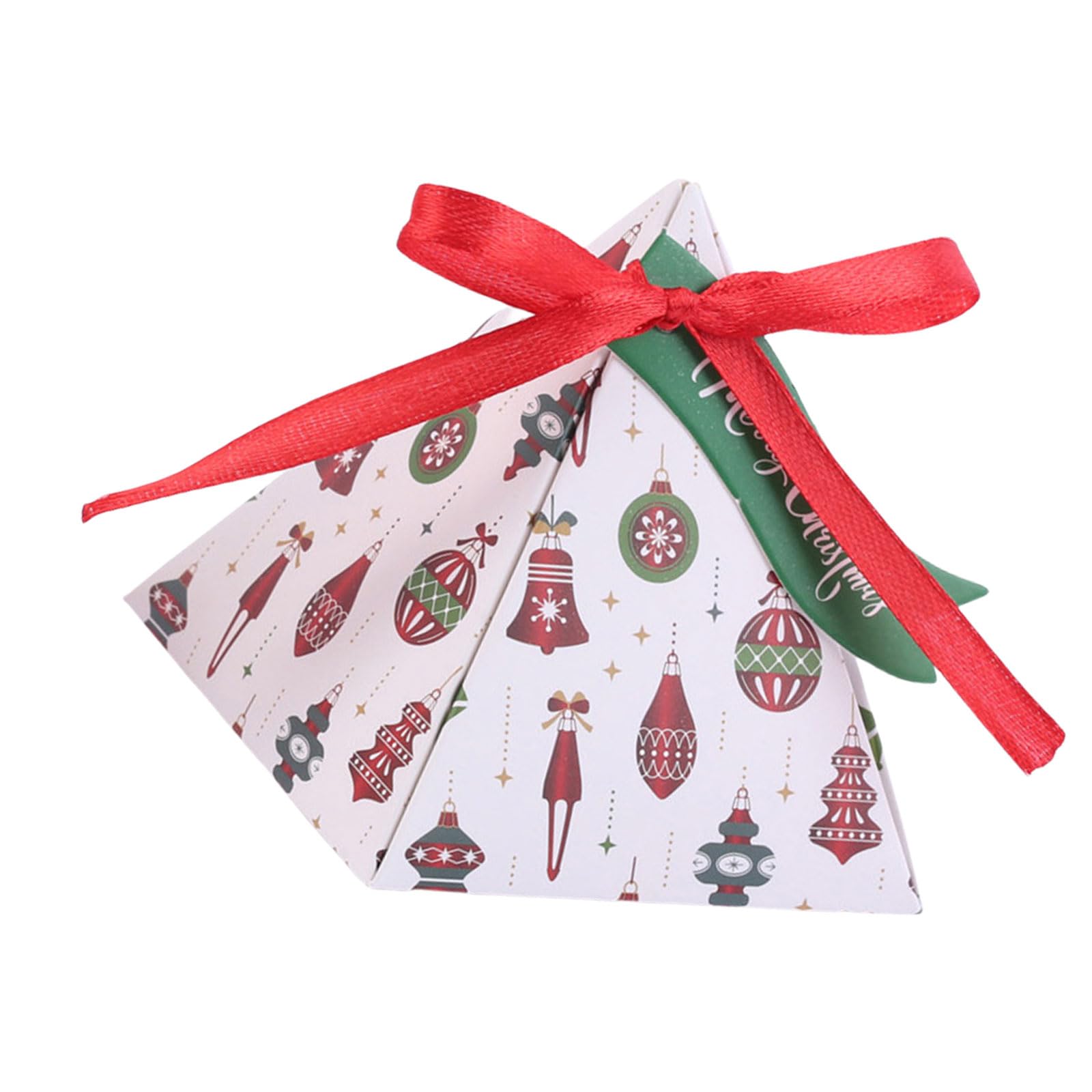 Hsioluted 50Pcs Christmas Triangles Candy Paper Boxes Festival Triangles Candy Boxes Treats Container for Christmas Celebration Seasonal Gifting Solution
