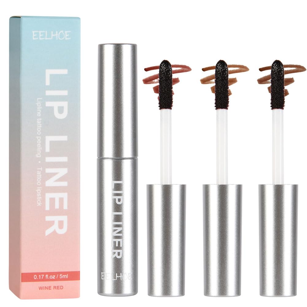 LOPHEPeel Off Lip Liner, 3 Pcs Peel Off Lip Stain, Infused with Hyaluronic Acid & Vitamin, Waterproof, Transfer-proof, Highly Pigmented Peel Off Lip Liner Tattoo Long Lasting Makeup Gift for Women