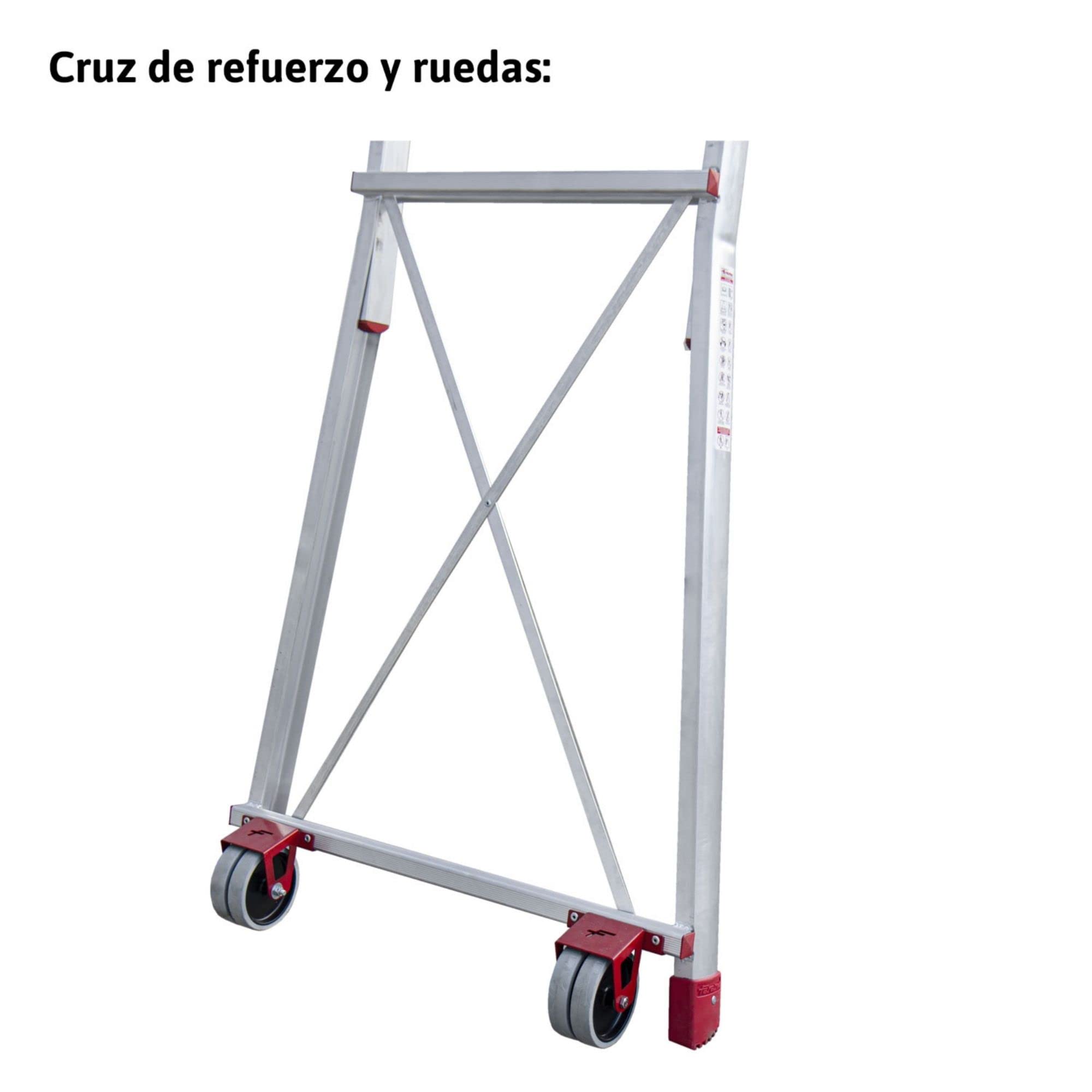 Faraone - Escalera con Plataforma PLS3-200x73x26 cm - Escalera 3 Peldaños - Escalera Plegable de Aluminio - Uso Profesional - Fácil de Transportar - con Ruedas - Amplio Plano de Trabajo