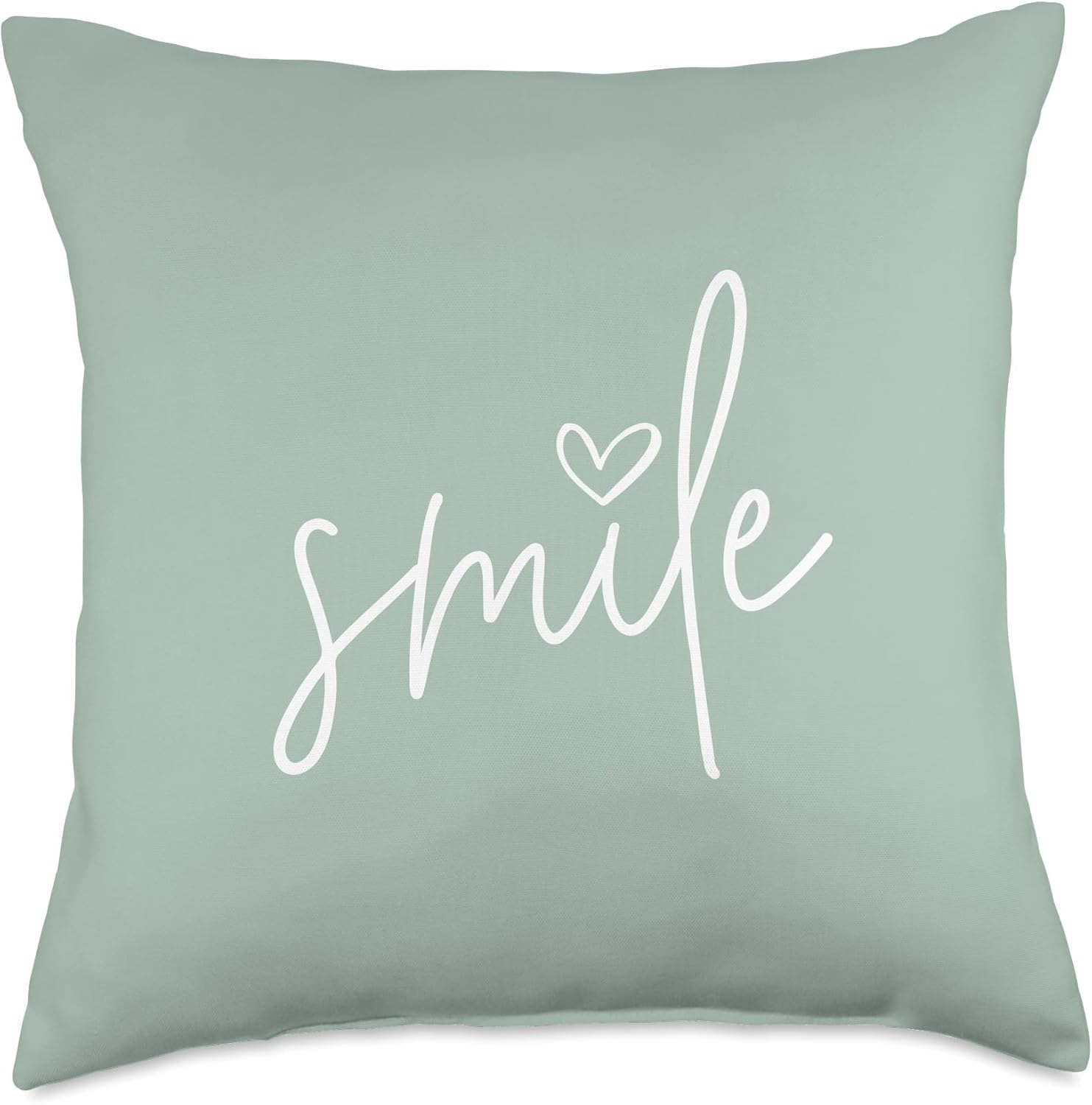 Smile Positive Inspirational Quote - Pastel Sage Green Throw Pillow