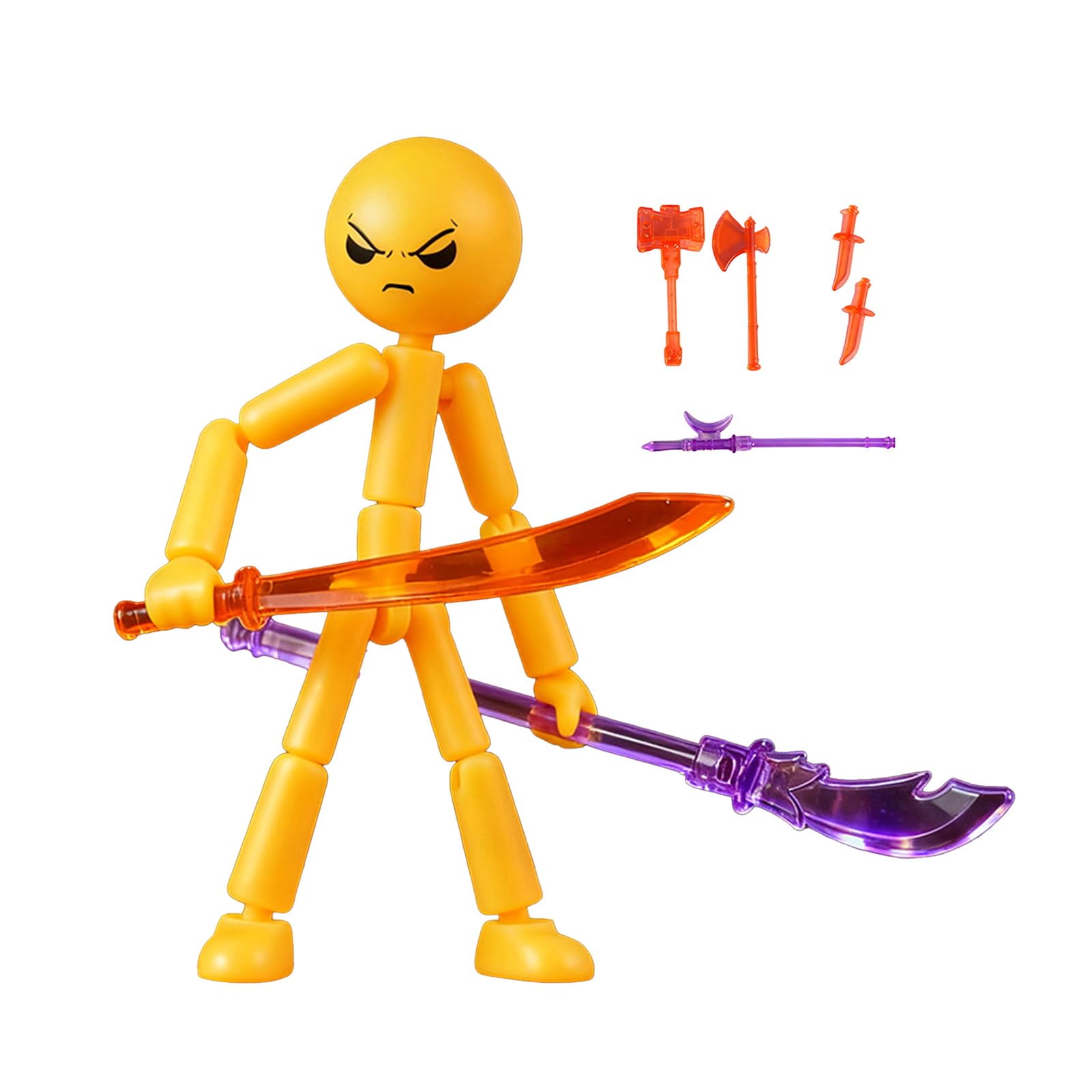 Iryreafer Collectable Posable Stickman Invincible Action Figures Set, with Multi-Jointed Mobility, Stop Motion Toy Figures, Full Body Mechanical Doll, Full Body Poseability, for Kids, Hobbyists (F)