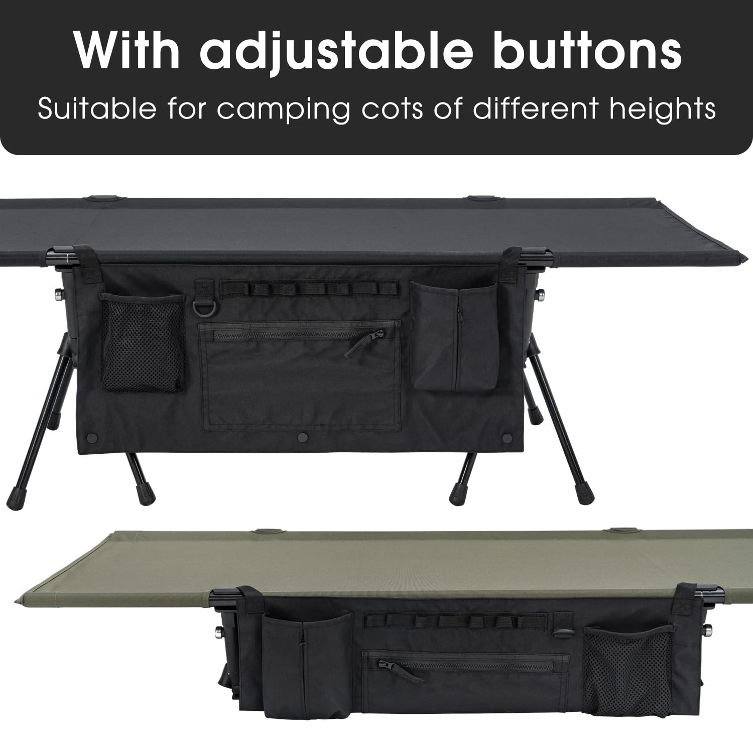 YOUGYM CAMPNACHT Ultralight Camping Cot Organizer, Cot Accessory Pouch 25.6 * 11 Inches, Bedside Caddy/Bedside Storage Bag Hanging Organizer, Wagon Cart Side Storage Bag