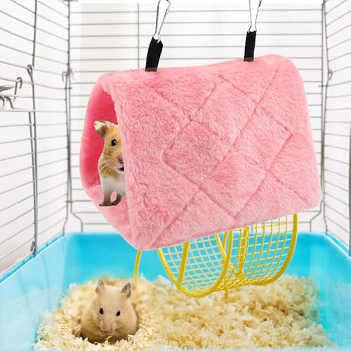 CQJ Vogelnest Kuschelhütte Weiches Plüsch-Hängematten-für Haustiere wie Hamster, Papageien, Aras, Wellensittiche, Edelpapageien, Sittiche, Nymphensittiche, Kakadus und Liebesvögel (Rosa)