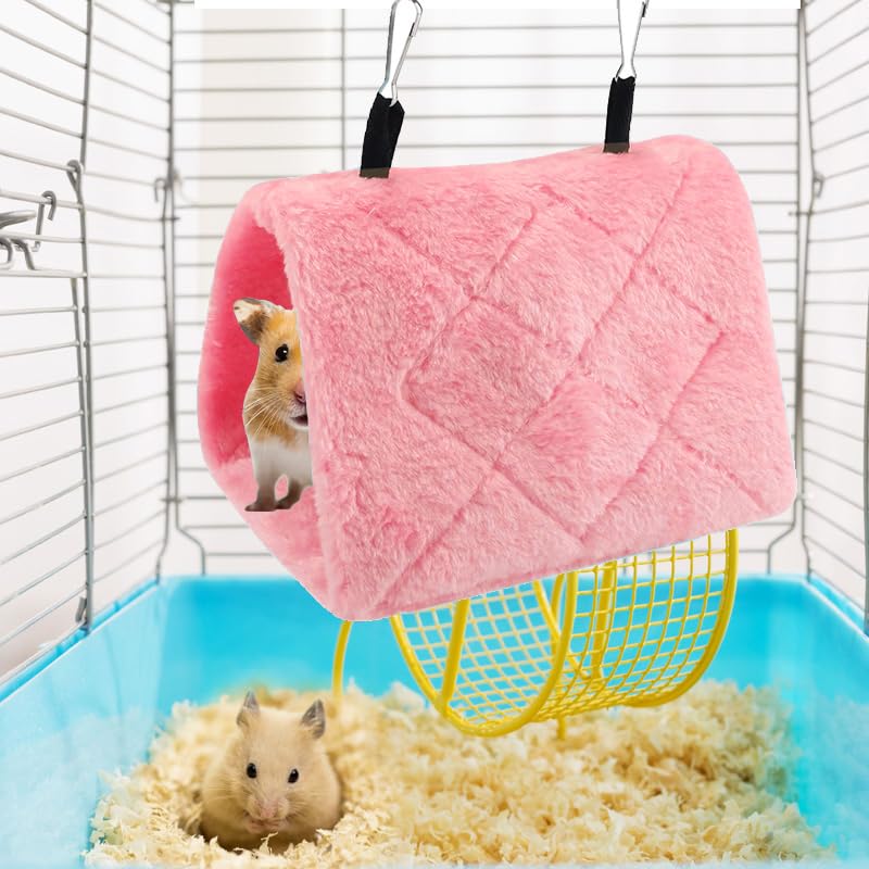 Image of Bird Nest Snuggle Hut Soft Plush Hammock Hanging Cage Tent for Birds Parrot Winter Warm Bed Pet Toy for Hamster Parrot Macaw Budgies Eclectus Parakeet Cockatiels Cockatoo Lovebird (Pink)