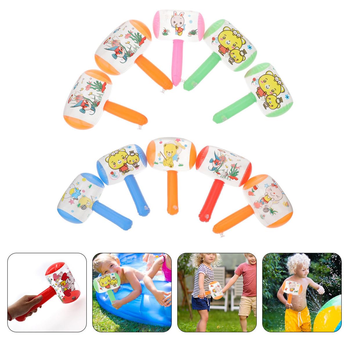 8kawałki Inflacyjnych Młotków z Dzwonkiem Funny Inflatable Hammer Do Imprez i Gier Idealny Urodziny i Festiwale Bezpieczne i Wytrzymałe Akcesoria Zabawowe