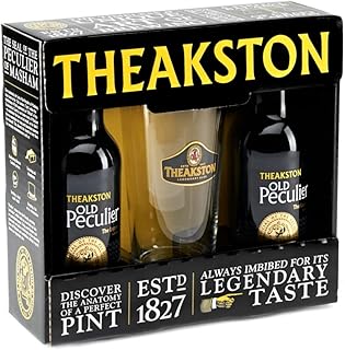 Theakstons Old Peculier Gift Set For Men and Women | 2 x 500ml Beer Bottles with 1 x Engraved Pint Glass | 5.6% ABV | A Specialist English Beer Pack with Rich & Fruity Flavours