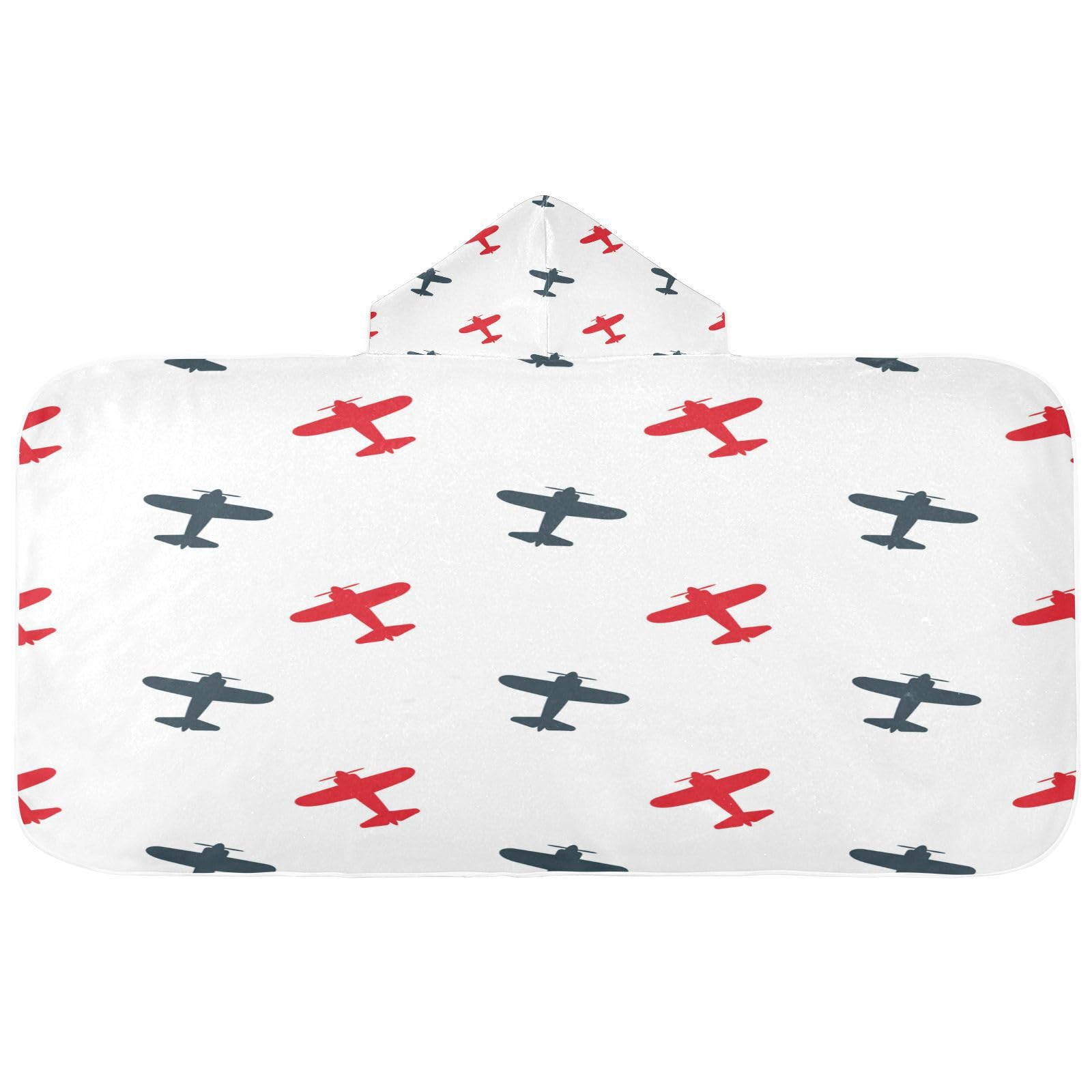 YETTASBIN Airplane Kids Hooded Bath Towel for Boys Girls, Soft Absorbent Quick Dry Hooded Towel Wrap Oversized Breathable Toddler Shower Pool Beach Towel with Hood