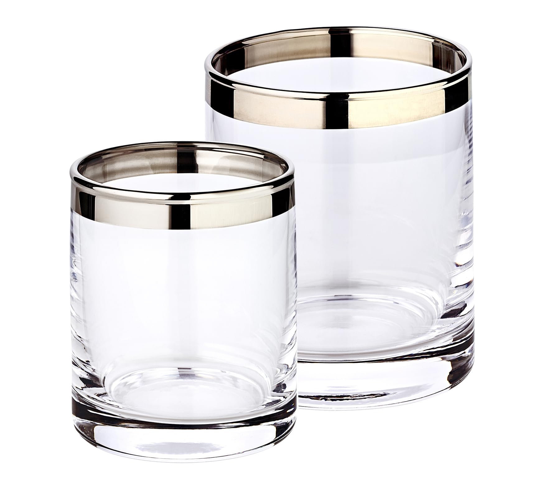 EDZARD Set of 2 crystal windlight glasses Molly, mouth blown, with platinum edge, heights 8 cm and 10 cm