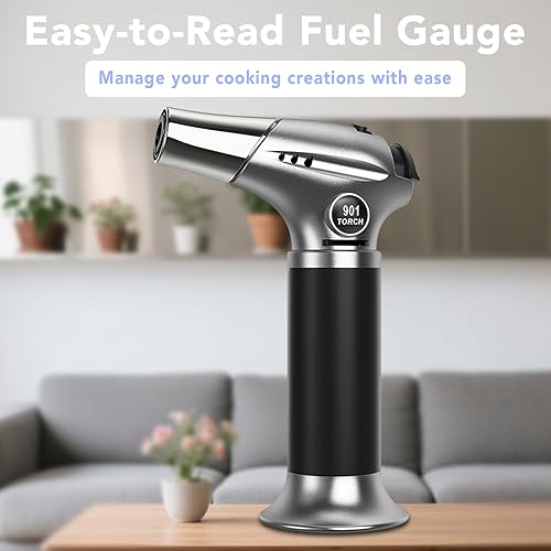 Miniatura 4 de Sondiko Creme Brulee - Linterna de butano, soplete recargable con llama ajustable, bloqueo de seguridad para soldar, cocina, soldadura, gas butano