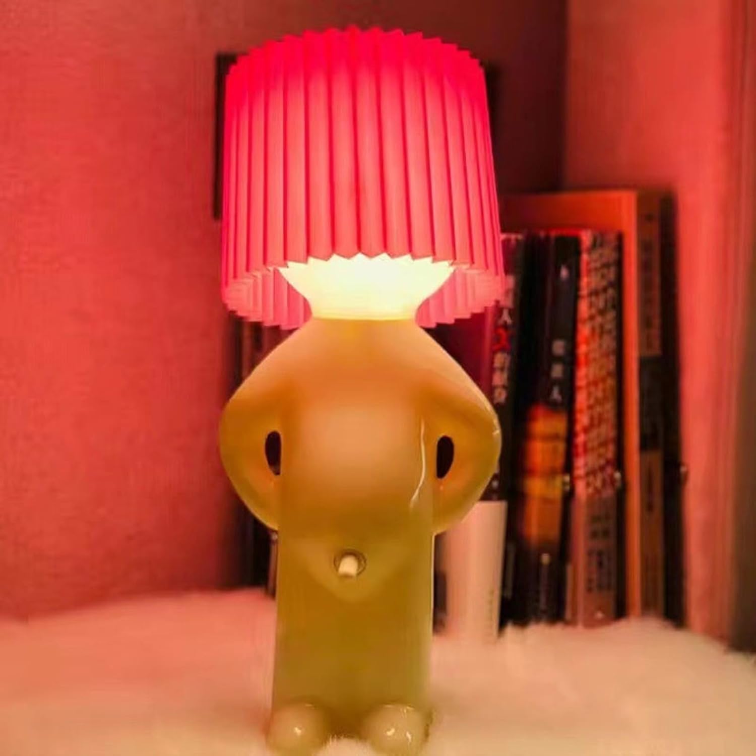 A Little Shy Man Creative Lamp, Naughty Boy Desk Light, Creative LED Night Light, Romantic Bedside Table Lamp, Funny LED Reading Light, Novelty Mood Light Atmosphere Light for Home Decoration (Red)