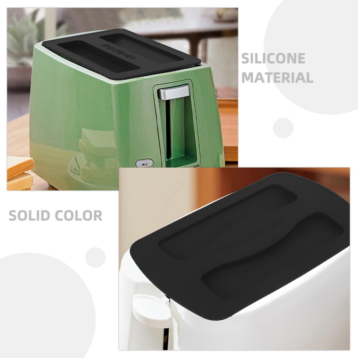 2pcs Black Silicone 2-slice Toaster Lid Cover Bread Machine Upper Home Kitchen Toaster Accessory for Sandwich