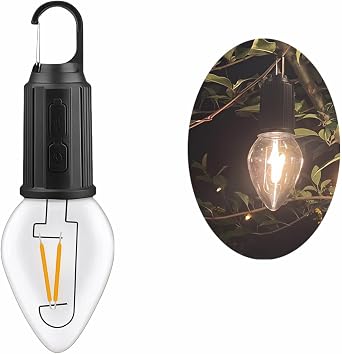 Portable LED Camping Lantern,Hang Anywhere Hook, USB-C Rechargeable, 3 Brightness Modes, Water Resistant for Emergency, Tent, Hiking, Power Outage& Outdoor Black 1PCS T03