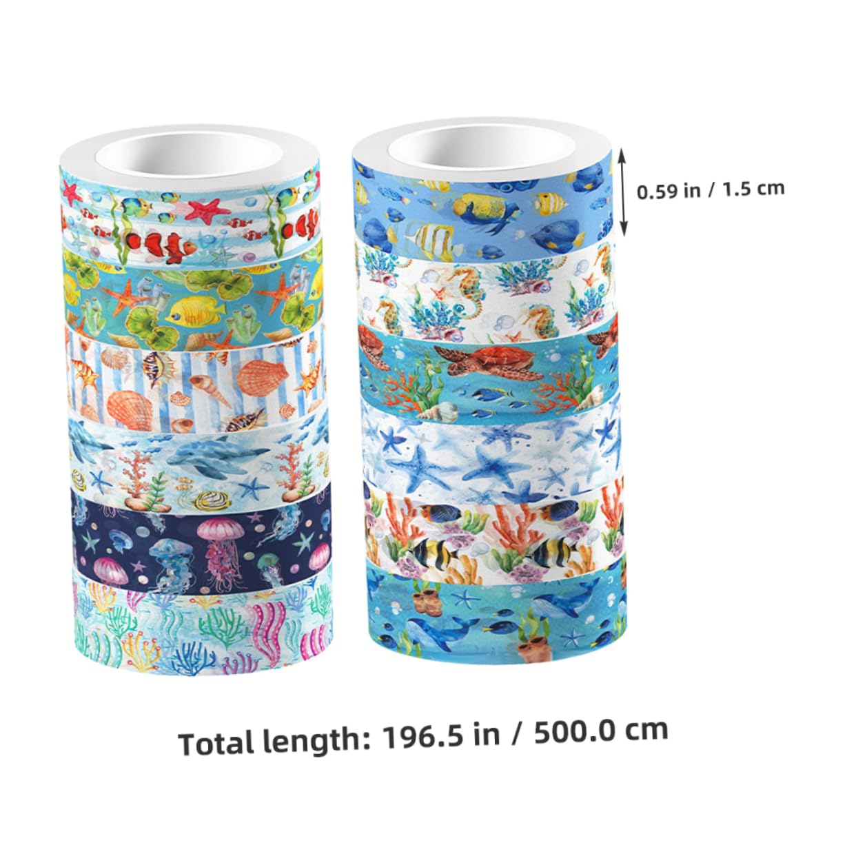 NUOBESTY 5 Pegatinas Washi Tape De Animales Marinos Para Proyectos Creativos Decoración De Diarios