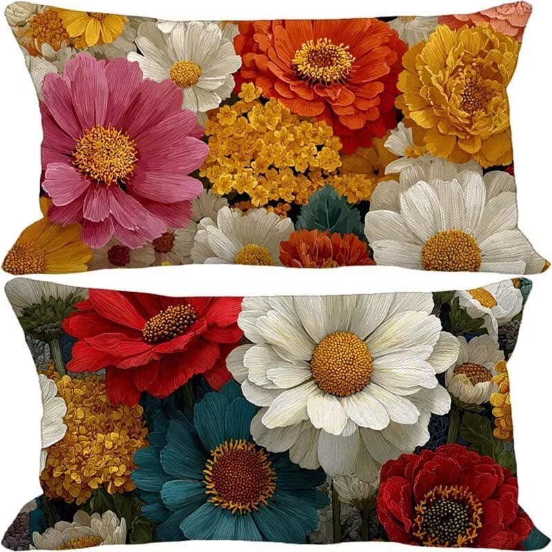 Housse de coussin 70x90 motif fleur avec zip invisible