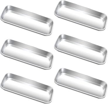 Yzurbu 6pcs Metal Tray, Stainless Steel Small Tray for Tattoo, Resin, Bathroom, Lab Instrument Supplies