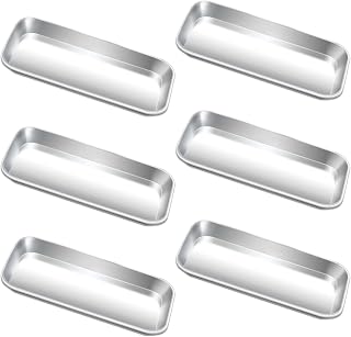 Yzurbu 6pcs Metal Tray, Stainless Steel Small Tray for Tattoo, Resin, Bathroom, Lab Instrument Supplies
