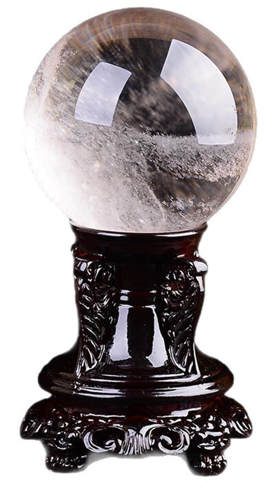 NHDVDVAV Polished Natural Clear Quartz Sphere Healing Crystal Ball with Wood Stand Gemstone Ball Sculpture Figurine for Fengshui Divination Home Decoration Photography,1.57"(4cm)