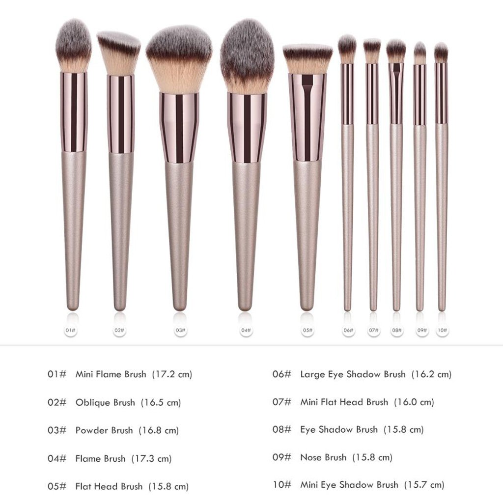 Set di 5 pennelli professionali per trucco, ombretto, fondotinta, cosmetici, 10 pezzi