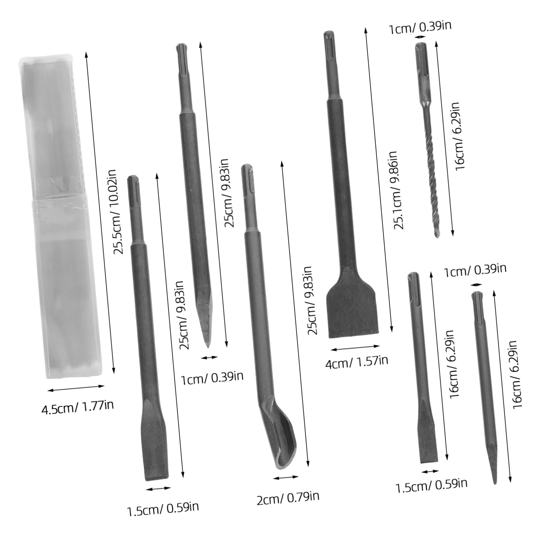 Set di Scalpelli a Percussione con Manico Tondo e Due Cave | Custodia, Acciaio 40 Chrome, Profilo a U e Design Multifunzione per Lavori Mobili e Riparazioni Domestiche