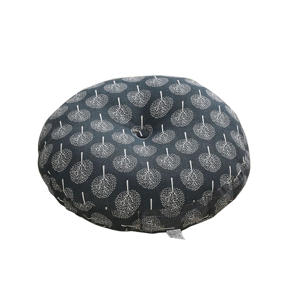 kuyouqi Indoor Outdoor Round Thick Seat Cushion, Breathable Soft Seat Pad Linen Chair Pads for Dining Home Floor Sofa Reading Corner Garden Camping Blanket (Tree, 45x45cm(18x18inch))
