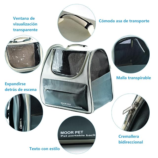 Foto 6 de 7 de Transportadoras Gatos Trasportín Gatos Portátil y Transpirable Bolsa para Mascotas Perros Gatos Animales…