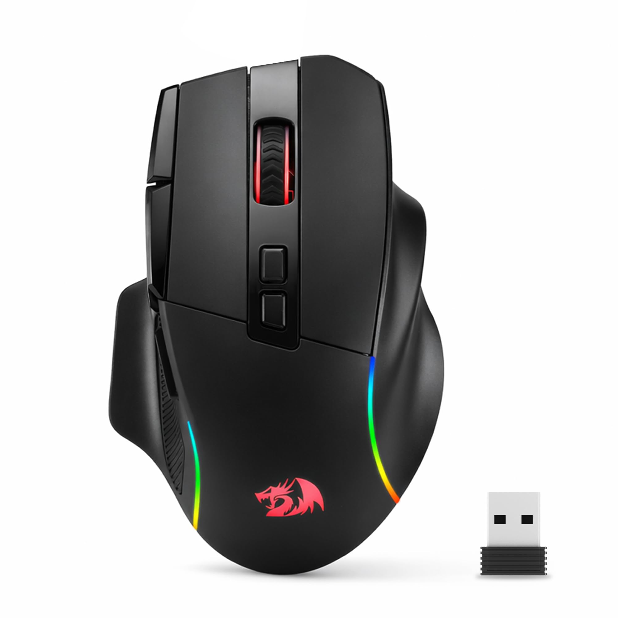 Redragon M925 PRO Wireless Gaming Mouse, 26,000 Max DPI Optical RGB Gaming Mice with 10 Programmable Buttons, Ergonomic Natural Grip Build, Software Supports DIY Keybinds & DPI, Black