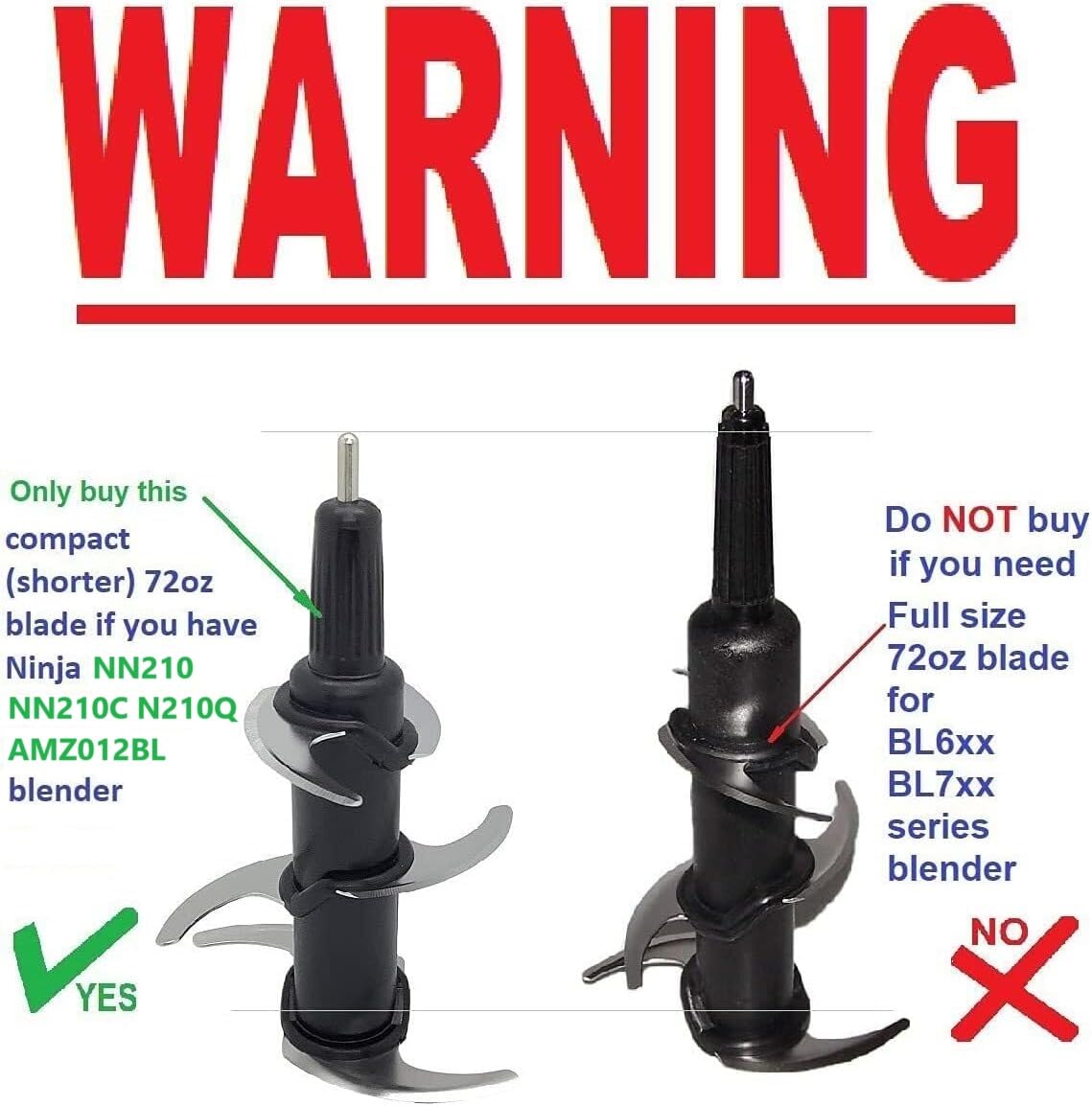 Replacement 6-Blade Assembly for Ninja 72oz Pitcher AMZ012BL NN210 NN210C NN210Q Compact Blender, READ