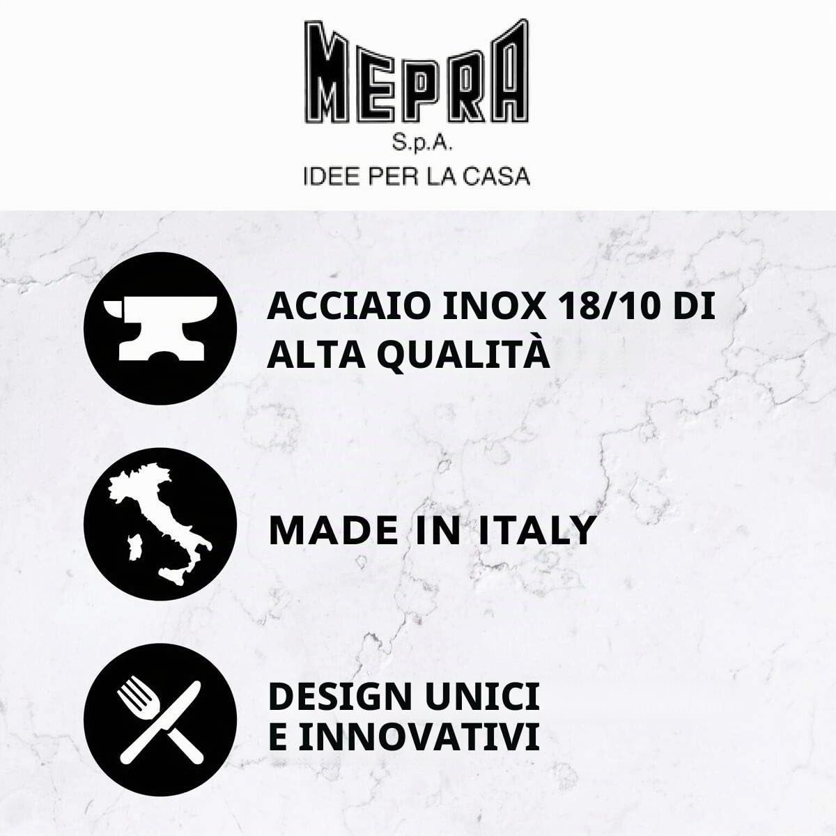 Mepra Set Posate 24 Pezzi Fantasia Flatware, Servizio Posate Acciaio Inox 18/10 Made in Italy, Design Moderno Elegante, Forchette Cucchiai Coltelli per Tavola e Cucchiaini da Caffè