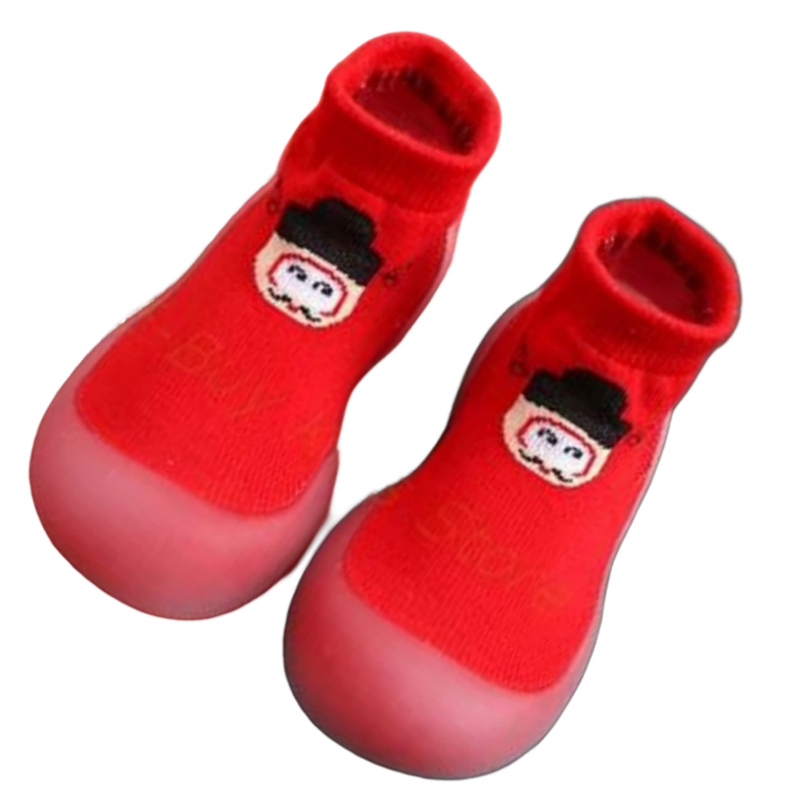 REFFERBaby Shoes Cotton Sock Non-Skid Breathable Slipper Floor Shoes with Rubber Soles Lightweight First Walking Moccasins for Toddler Girls Boys