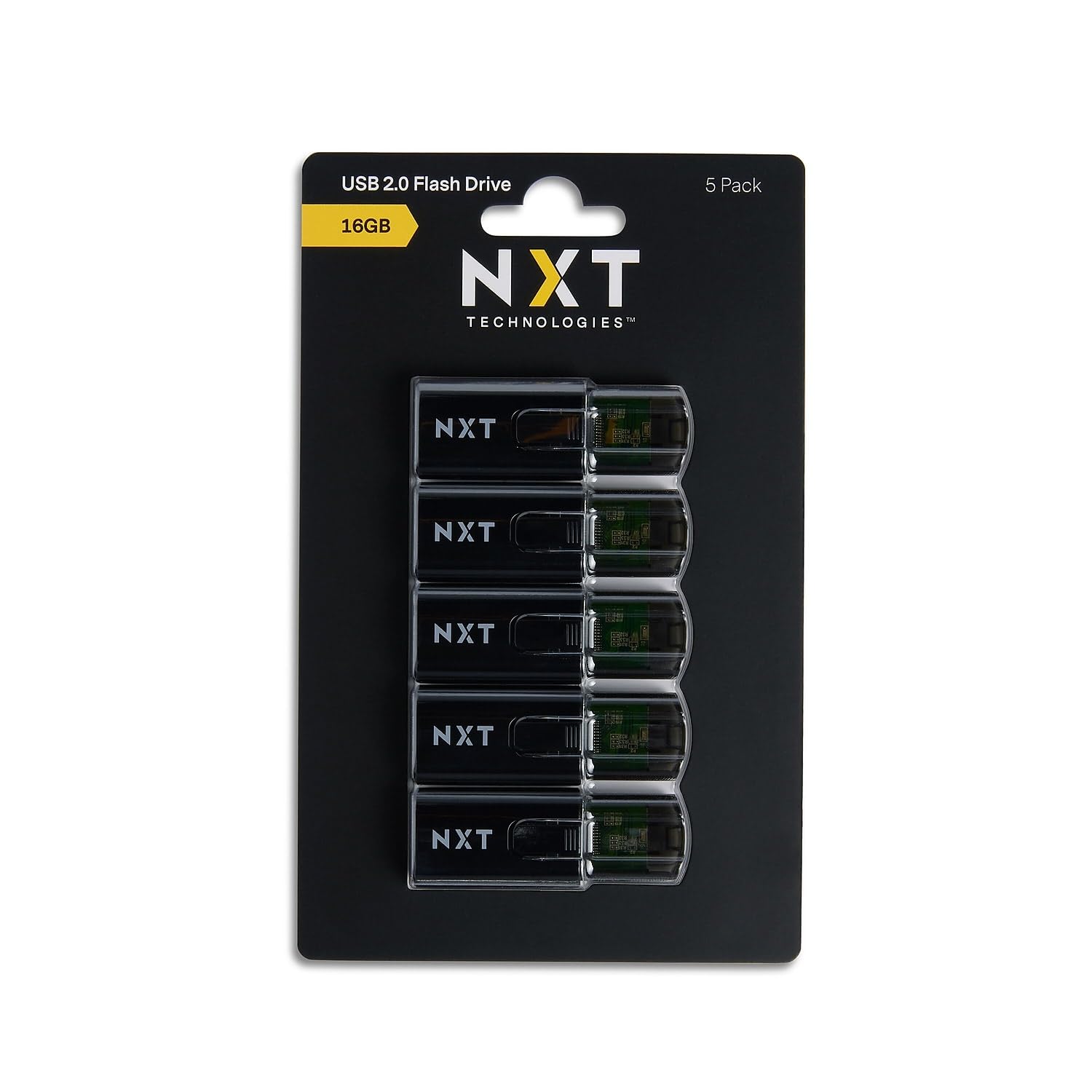 NXT TechnologiesStaples 16GB USB 2.0 Type-A Flash Drive, Black, 5/Pack (NX61134)
