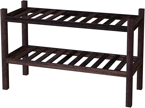 Interbuild - Zapatero apilable de madera maciza de acacia 2 niveles