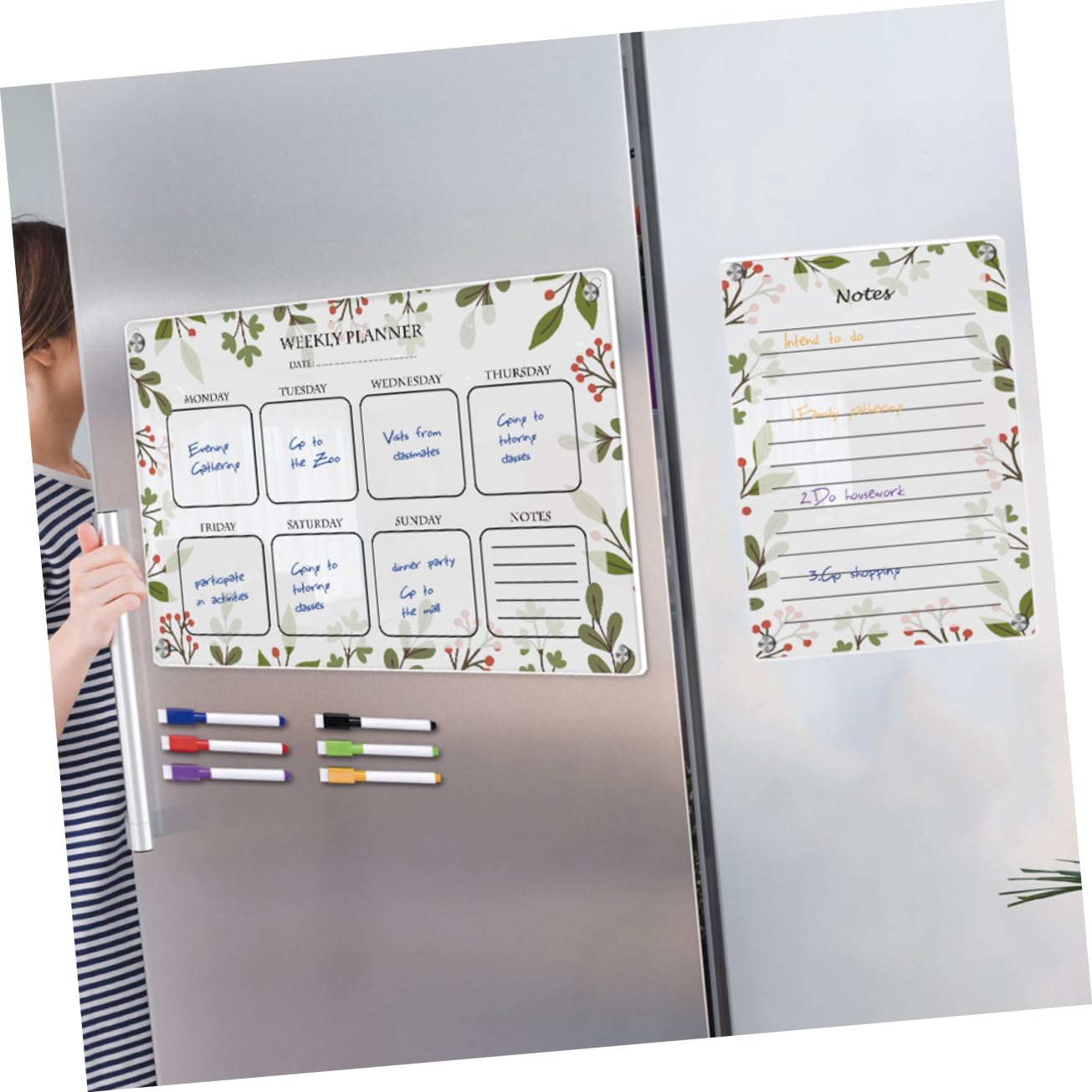 Acryl Wochenplaner Tafel Magnetisch für Kühlschrank und Küche | 1 Satz mit Stiften, To Do und Terminplanung, Tragbar und Schreiben Geeignet