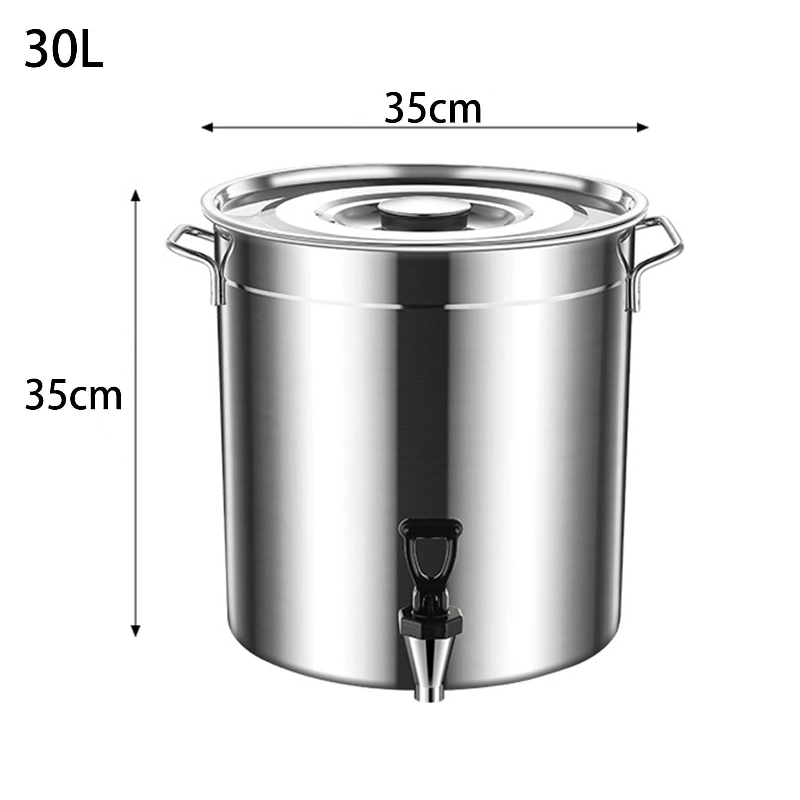 Kochtopf aus Edelstahl mit Auslaufhahn, Deckel, Wasserhahn und hitzebeständigen Griffen für den Einsatz im Haushalt und in der Gastronomie (31.7Quarts)