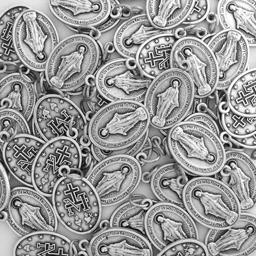 Miraculous Medals Bulk Pack (Regular 1 inch) Silver-Plated Medals Made in Italy - Catholic Gifts for Evangelization2