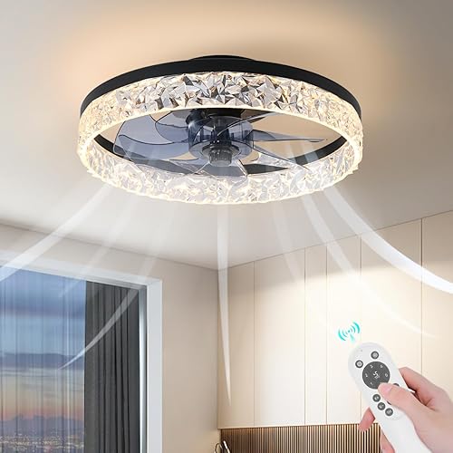 Miniatura 8 de Ventilador de techo oscilante giratorio de 360 con luces, modernos ventiladores de techo silenciosos LED regulables con control remoto para