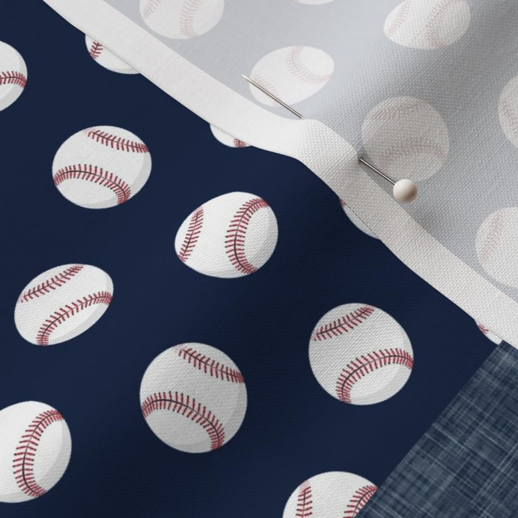 Spoonflower Fabric - Baseball Patchwork Wholecloth Cheater Quilt Baby Boy Grey Blue Printed on Petal Signature Cotton Fabric by The Yard - Sewing Quilting Apparel Crafts Decor