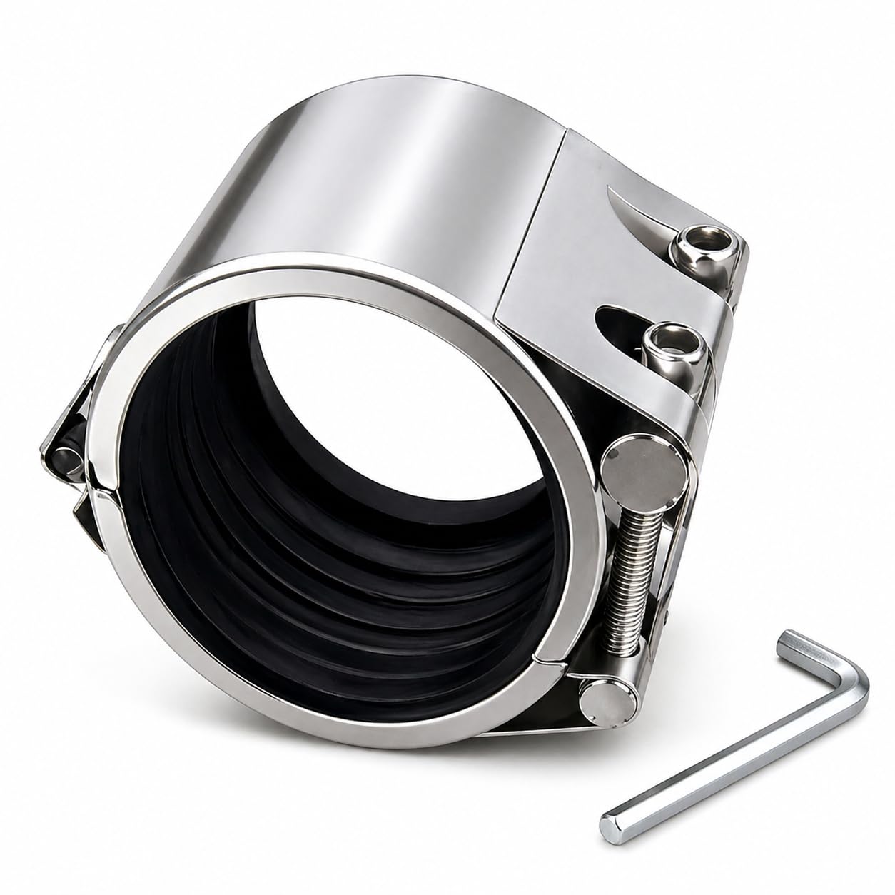 Abrazadera de acero inoxidable para reparación de tuberías, 5" (138-144 mm), sellador de fugas resistente, tuberías de metal y PVC, mantenimiento de emergencia de tuberías rotas o agrietadas.