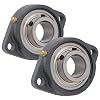 2-Pack] - SBLF207-20 - 2-Bolt Flange-Mount Ball Bearing Unit, Insert Bearing SB207-20, Cast Iron Housing LF207-20, Bore Shaft 1-14 in 31.75 mm, Set Screw Locking, 4.803 in 122 mm Flange Length