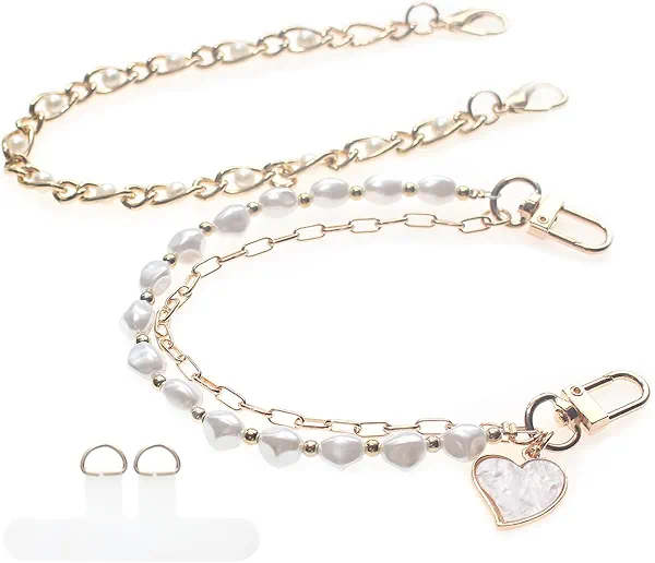 Cell Phone Wrist Lanyard,Double Beaded Phone Strap,Wrist Strap for Phone Case,Phone Charms Chain for Wallet Camera